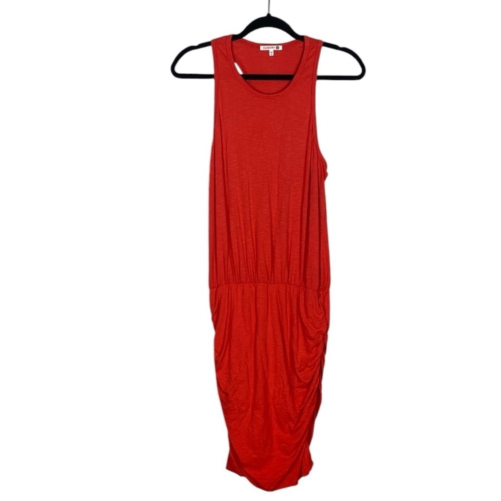Sundry sleeveless red knit dress